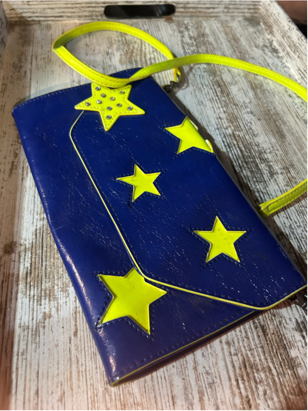 Women's vera wang Star Print Crossbody Bag, Blue and Yellow